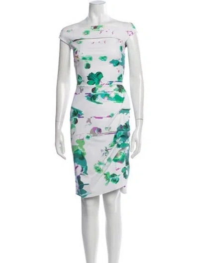 Pre-owned Chiara Boni Floral Print Knee-length Dress In White