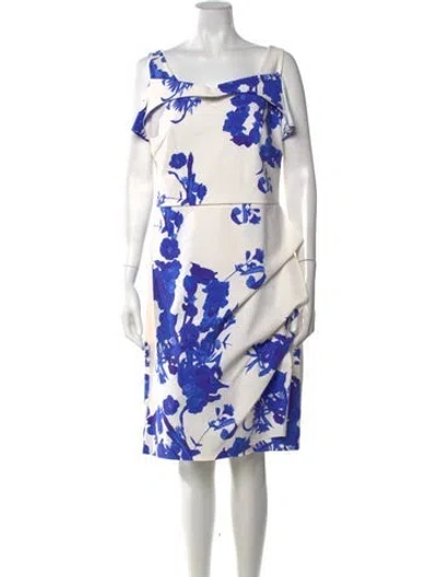 Pre-owned Chiara Boni Floral Print Knee-length Dress In White