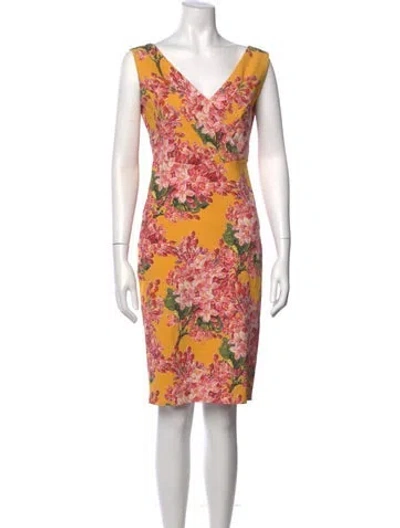Pre-owned Chiara Boni Floral Print Knee-length Dress In Yellow