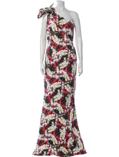 Pre-owned Chiara Boni Floral Print Long Dress In Blue