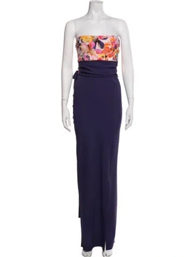 Pre-owned Chiara Boni Floral Print Long Dress In Purple