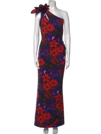 Pre-owned Chiara Boni Floral Print Long Dress In Red