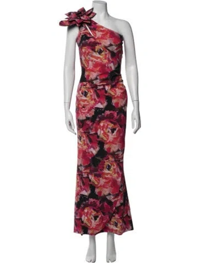 Pre-owned Chiara Boni Floral Print Long Dress In Red
