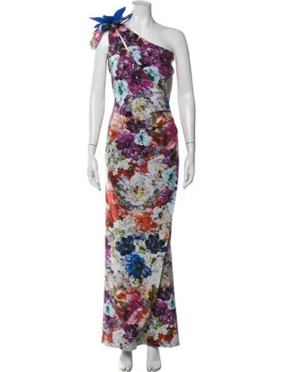 Pre-owned Chiara Boni Floral Print Long Dress In Red