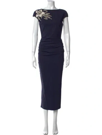 Pre-owned Chiara Boni Floral Print Long Dress W/ Tags In Blue
