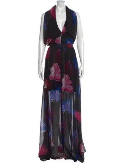 Pre-owned Chiara Boni Floral Print Long Dress W/ Tags In Multicolor