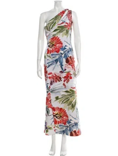 Pre-owned Chiara Boni Floral Print Long Dress In White