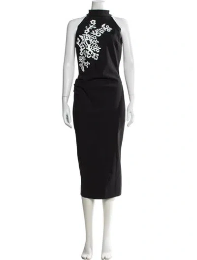 Pre-owned Chiara Boni Floral Print Midi Length Dress In Black
