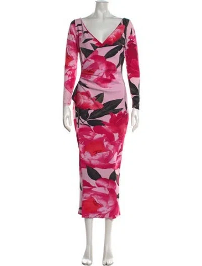 Pre-owned Chiara Boni Floral Print Midi Length Dress In Pink