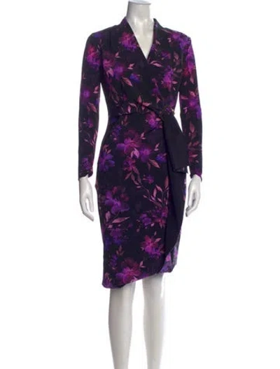Pre-owned Chiara Boni Floral Print Midi Length Dress In Purple