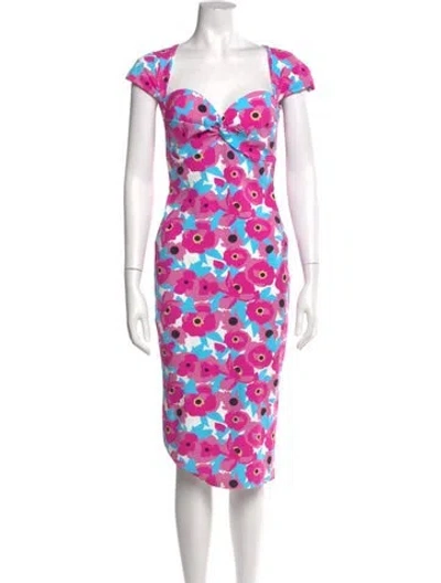 Pre-owned Chiara Boni Floral Print Midi Length Dress W/ Tags In Pink