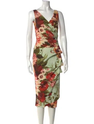 Pre-owned Chiara Boni Floral Print Midi Length Dress W/ Tags In White