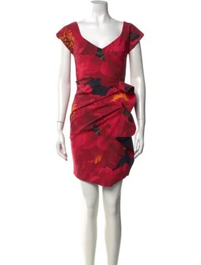 Pre-owned Chiara Boni Floral Print Mini Dress In Black/red