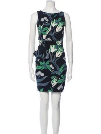 Pre-owned Chiara Boni Floral Print Mini Dress In Blue