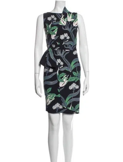 Pre-owned Chiara Boni Floral Print Mini Dress In Blue