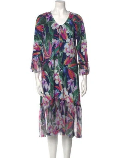 Pre-owned Chiara Boni Floral Print Mini Dress In Green