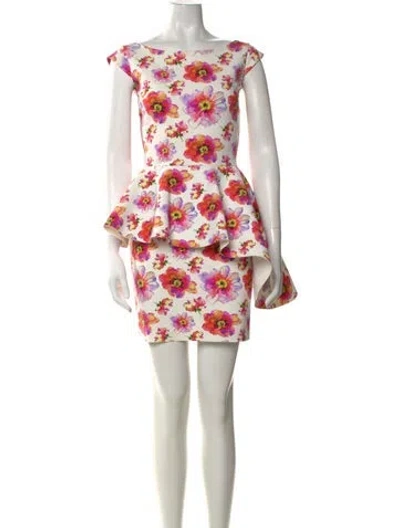 Pre-owned Chiara Boni Floral Print Mini Dress In Red