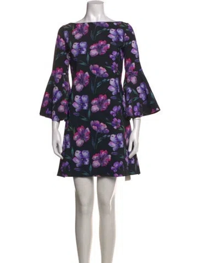Pre-owned Chiara Boni Floral Print Mini Dress W/ Tags In Black