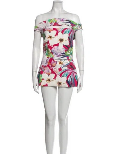 Pre-owned Chiara Boni Floral Print Mini Dress In White