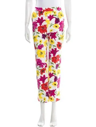 Pre-owned Chiara Boni Floral Print Straight Leg Pants In Pink