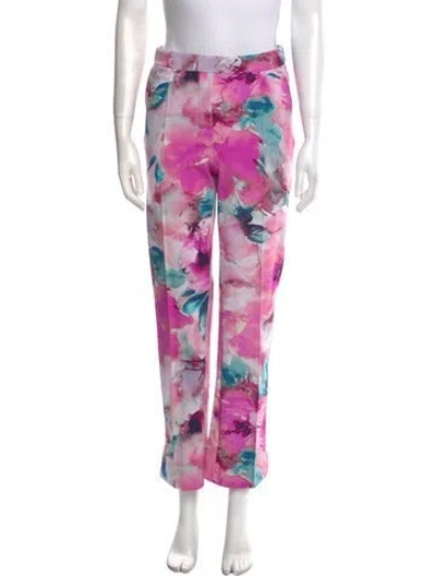 Pre-owned Chiara Boni Floral Print Straight Leg Pants In Pink