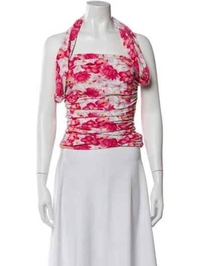 Pre-owned Chiara Boni Floral Print Strapless Top In Pink