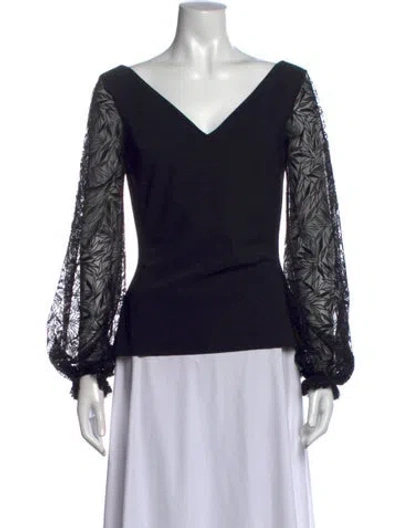 Pre-owned Chiara Boni Floral Print V-neck Top In Black