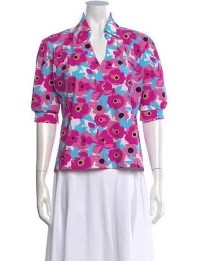 Pre-owned Chiara Boni Floral Print V-neck Top In Pink