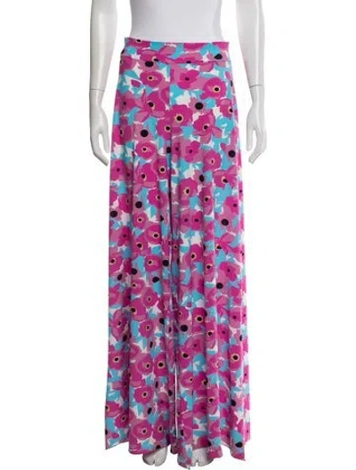 Pre-owned Chiara Boni Floral Print Wide Leg Pants In Pink