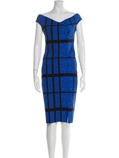Pre-owned Chiara Boni Graphic Print Knee-length Dress In Blue
