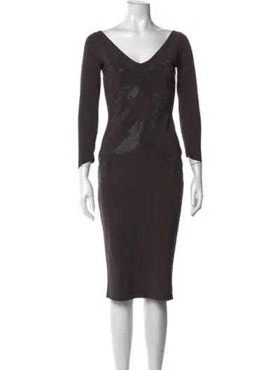 Pre-owned Chiara Boni Graphic Print Knee-length Dress In Brown