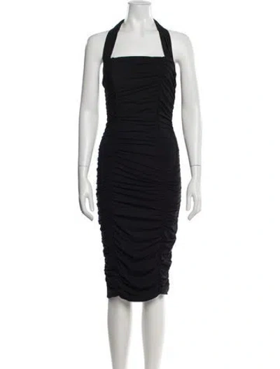Pre-owned Chiara Boni Halterneck Knee-length Dress In Black