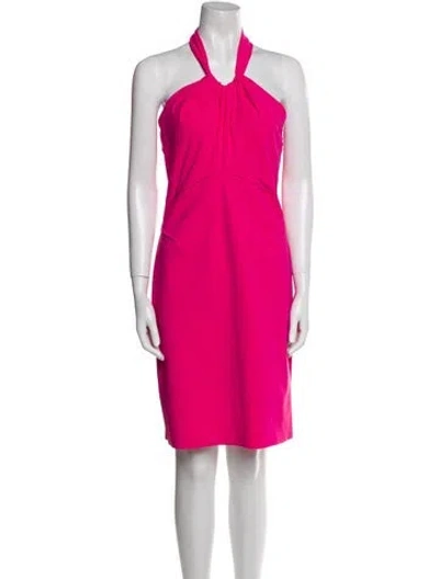 Pre-owned Chiara Boni Halterneck Knee-length Dress In Pink