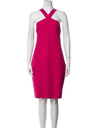 Pre-owned Chiara Boni Halterneck Knee-length Dress In Pink