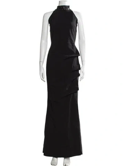 Pre-owned Chiara Boni Halterneck Long Dress In Black