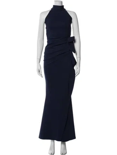 Pre-owned Chiara Boni Halterneck Long Dress In Blue