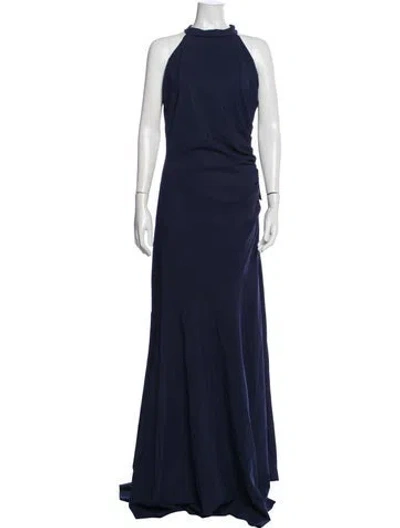 Pre-owned Chiara Boni Halterneck Long Dress In Blue