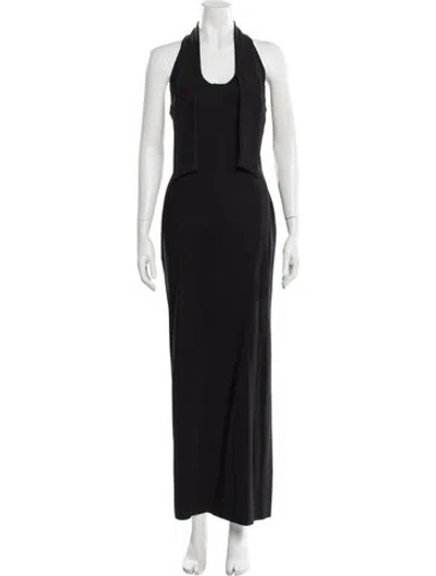 Pre-owned Chiara Boni Halterneck Long Dress W/ Tags In Gray