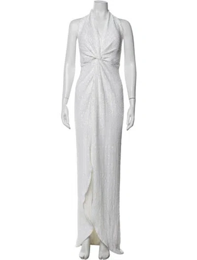 Pre-owned Chiara Boni Halterneck Long Dress In White