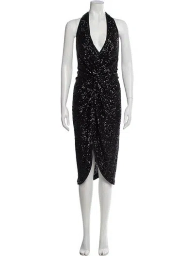 Pre-owned Chiara Boni Halterneck Midi Length Dress In Black