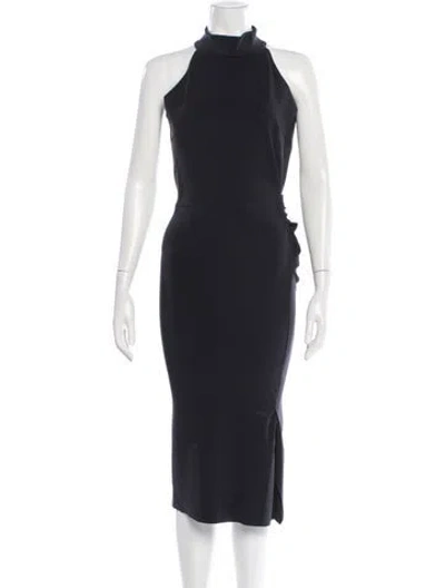 Pre-owned Chiara Boni Halterneck Midi Length Dress In Black
