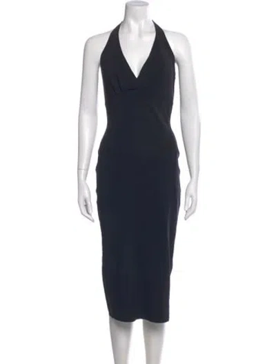 Pre-owned Chiara Boni Halterneck Midi Length Dress In Blue
