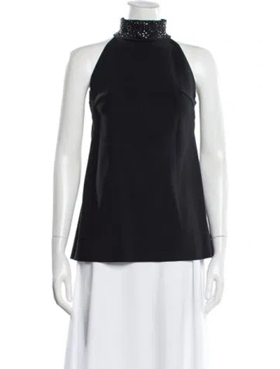 Pre-owned Chiara Boni Halterneck Sleeveless Top In Black