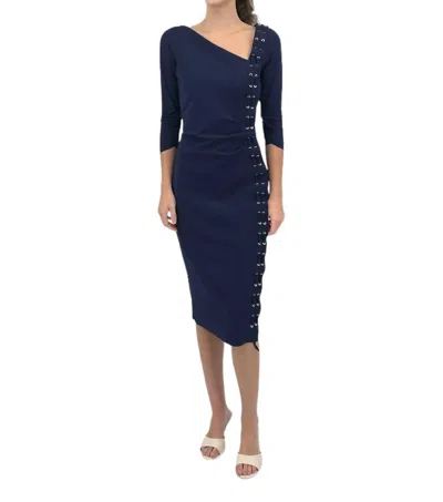 Chiara Boni Hedy Mix Jersey Dress In Blu Notte In Multi