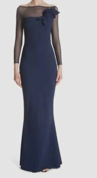 Pre-owned Chiara Boni La Petite Robe $1090  Women's Blue Illusion Saori Gown Dress Size 40