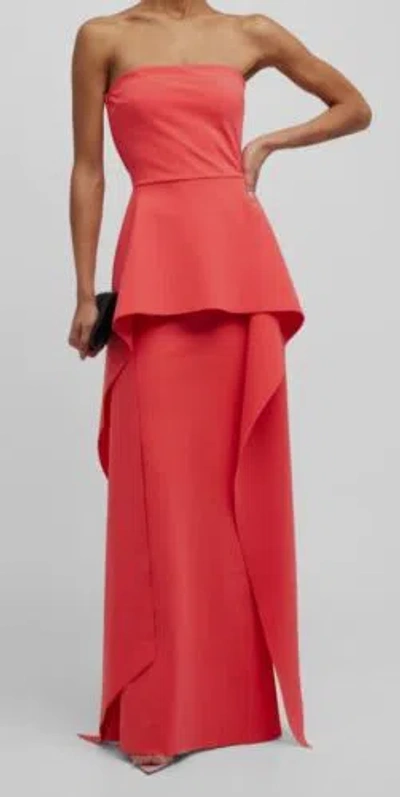 Pre-owned Chiara Boni La Petite Robe $1090 Chiara Boni Women's Pink Strapless Draped Column Gown Dress Size 50