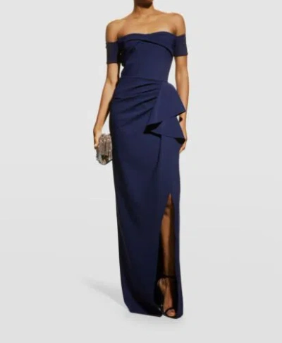 Pre-owned Chiara Boni La Petite Robe $1091  Women's Blue Off-shoulder Mirla Dress Size 12