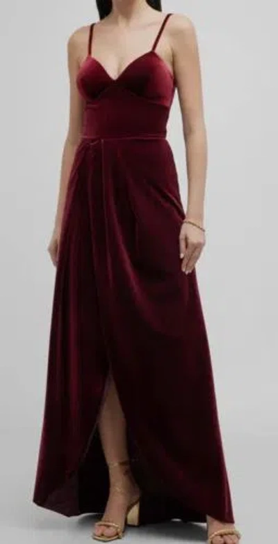 Pre-owned Chiara Boni La Petite Robe $1295 Chiara Boni Women's Red Sleeveless Draped Velvet A-line Gown Size 6/42