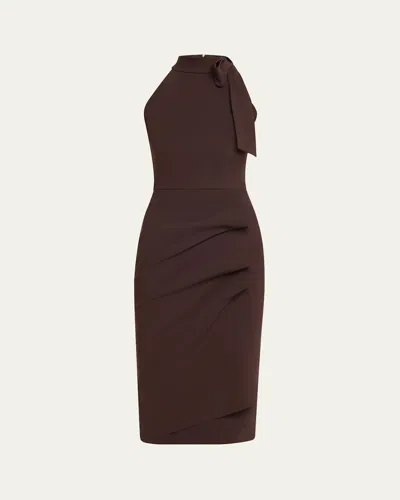 Chiara Boni La Petite Robe Adania Ruffle Jersey Halter Midi Dress In Brown
