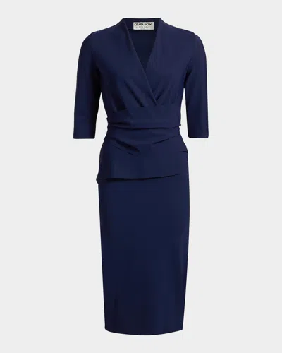 Chiara Boni La Petite Robe Agusia Surplice Cocktail Midi Dress In Blue